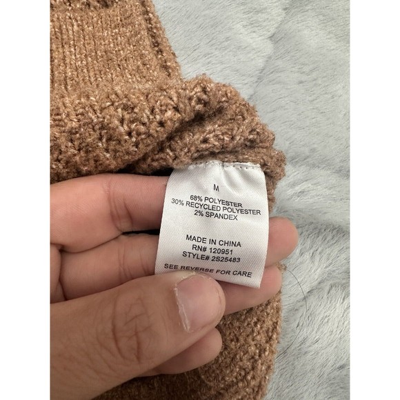 Pink Rose - Women's Brown Sweater Top Long Sleeve V-neck Loose Knit Size Medium - Picture 7 of 7